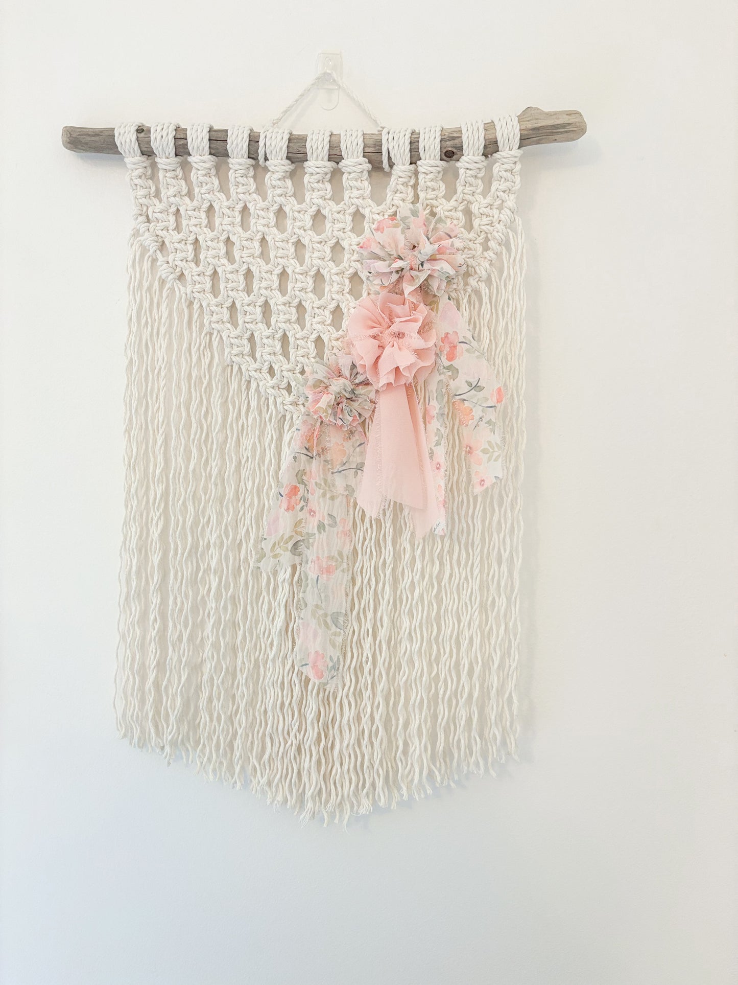 Peach flower boho style macrame