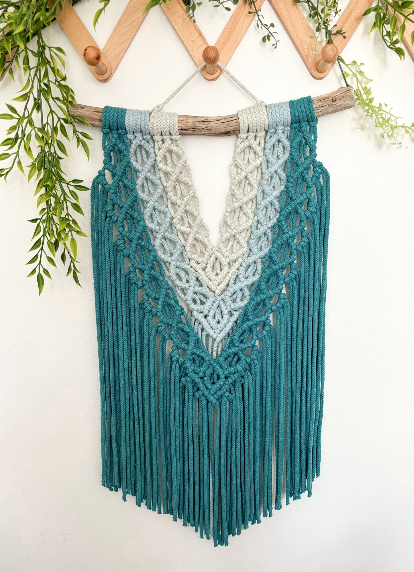 Blue boho macrame wall hanging
