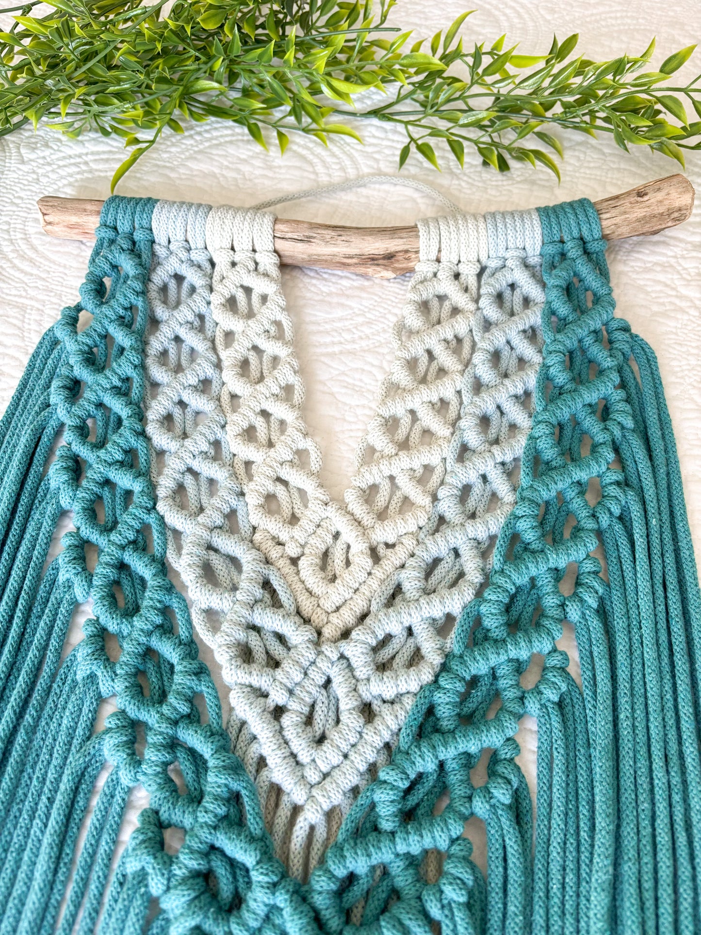 Blue boho macrame wall hanging