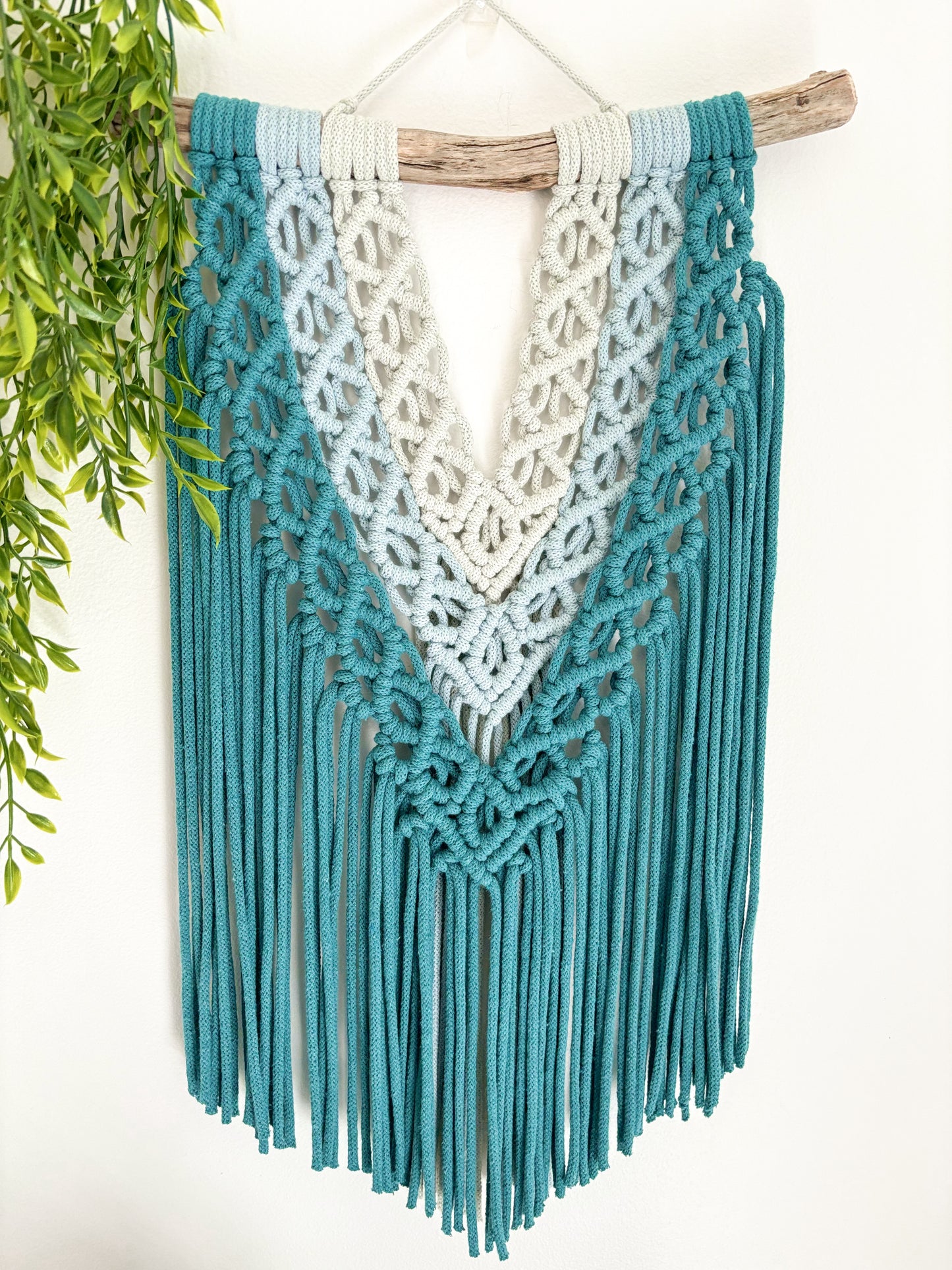Blue boho macrame wall hanging