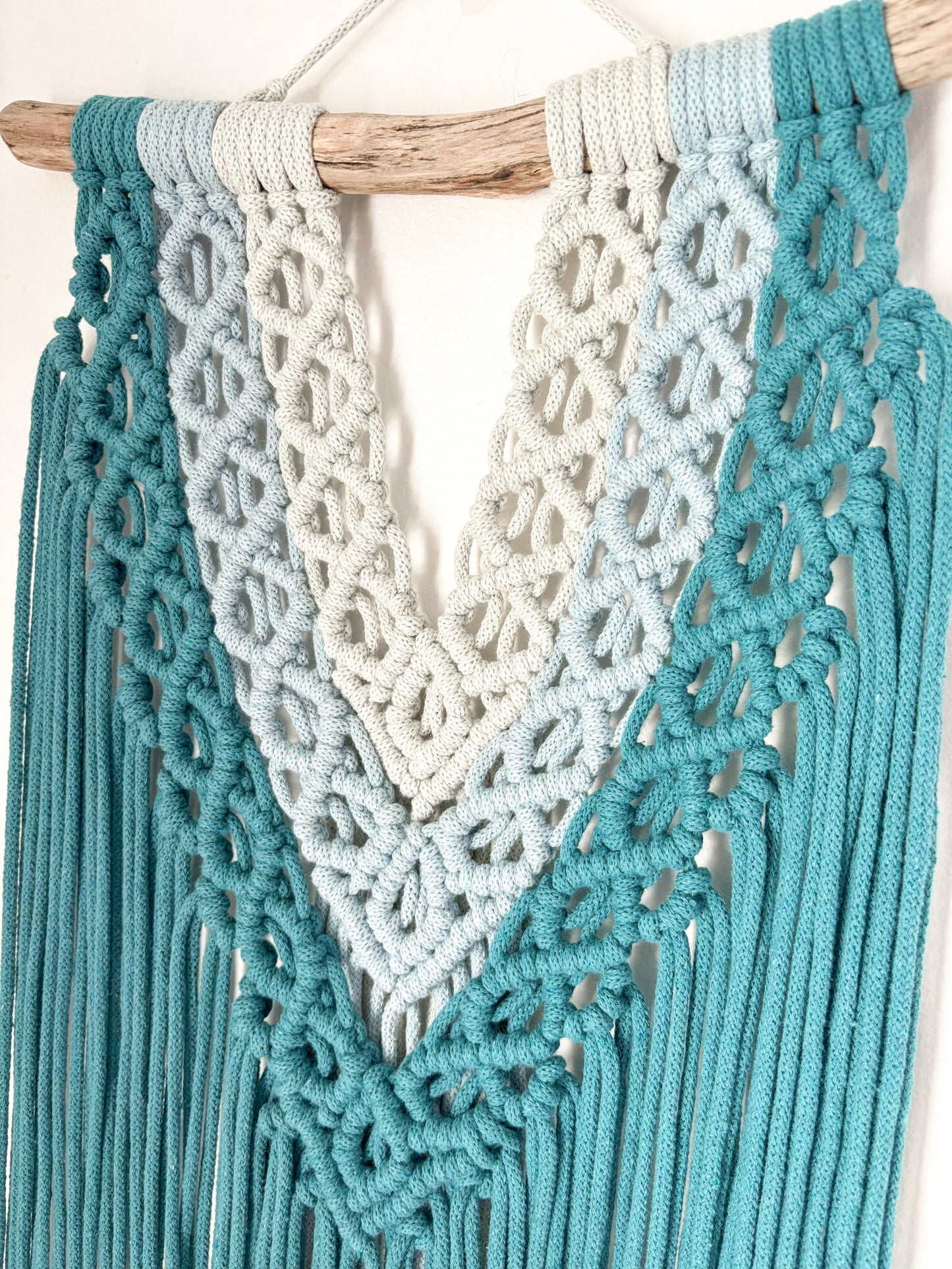 Blue boho macrame wall hanging