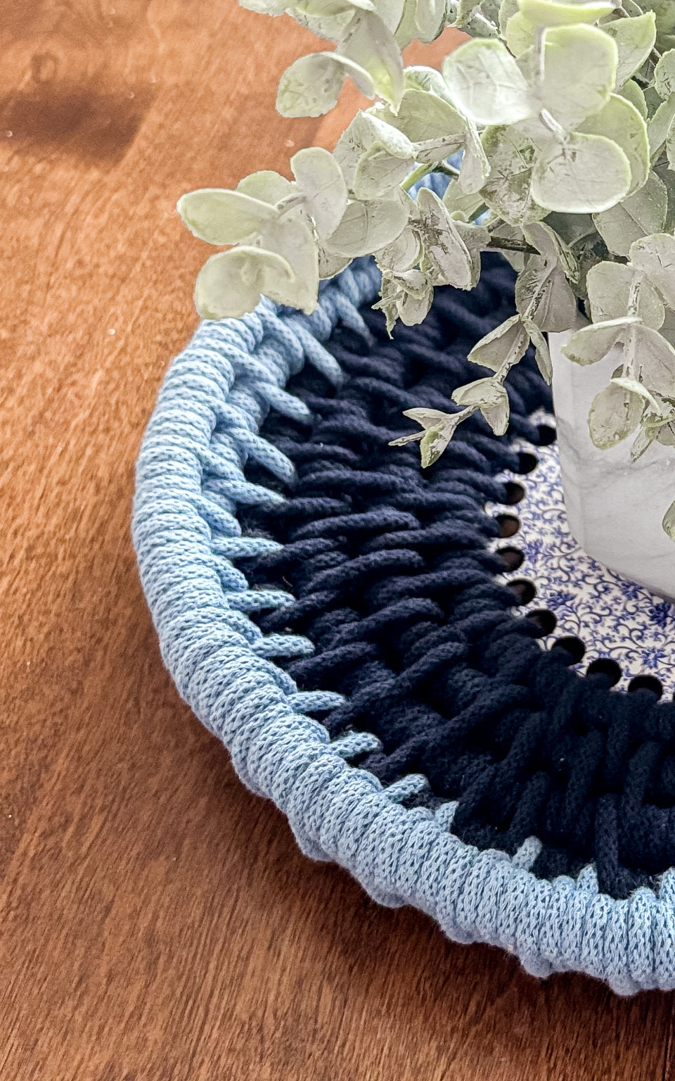 Blue and Navy Coiled Basket