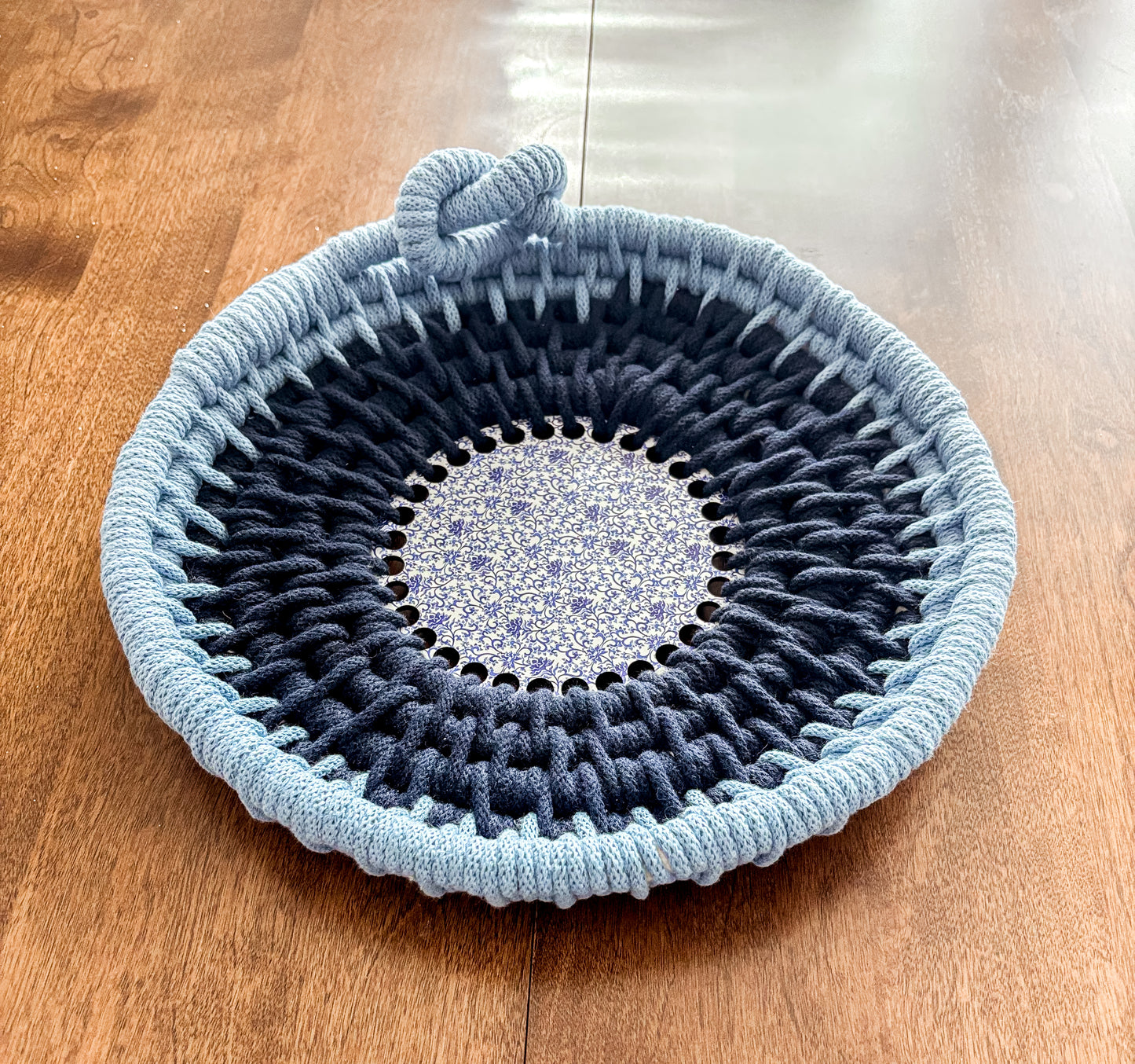 Blue and Navy Coiled Basket