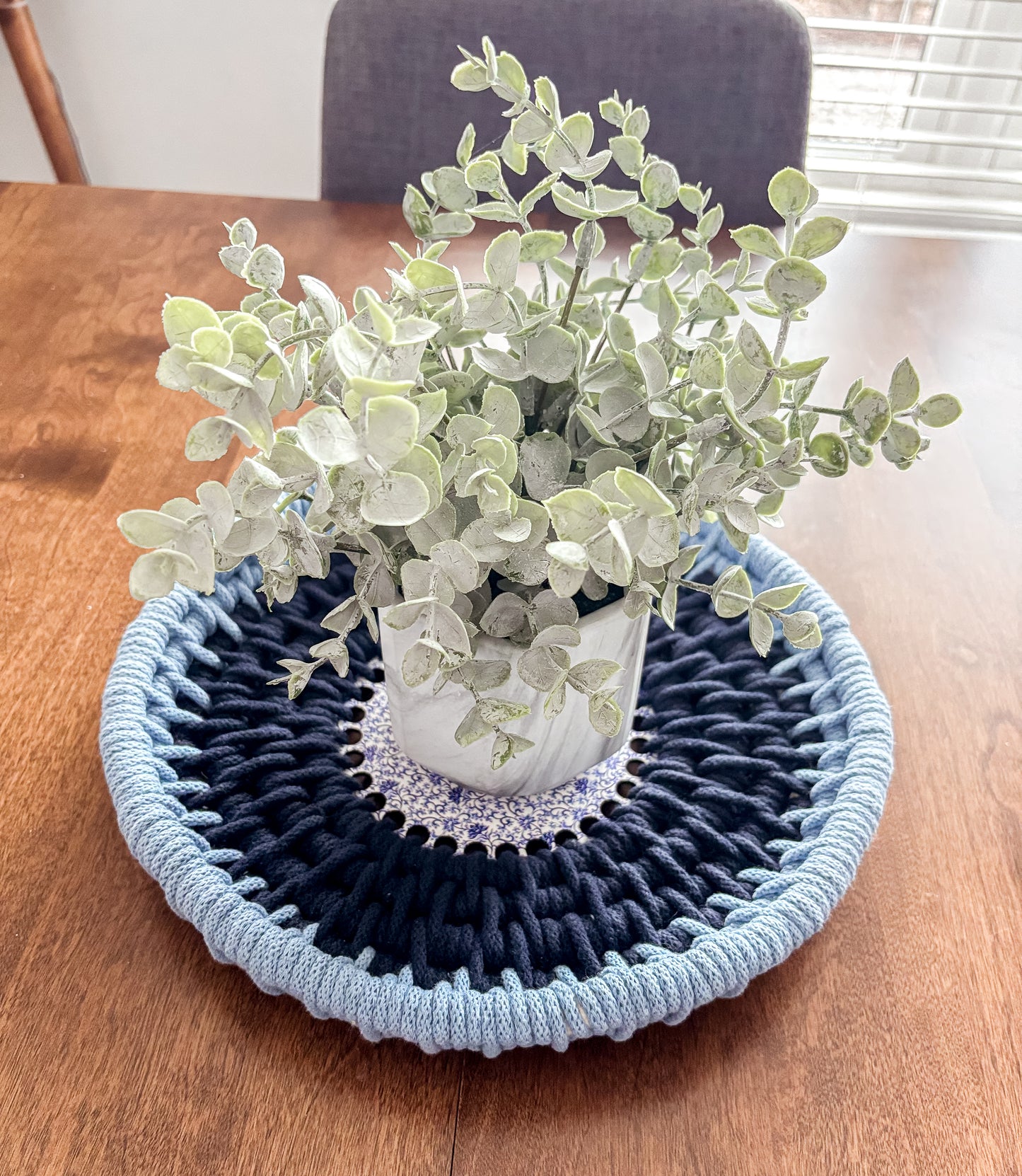 Blue and Navy Coiled Basket