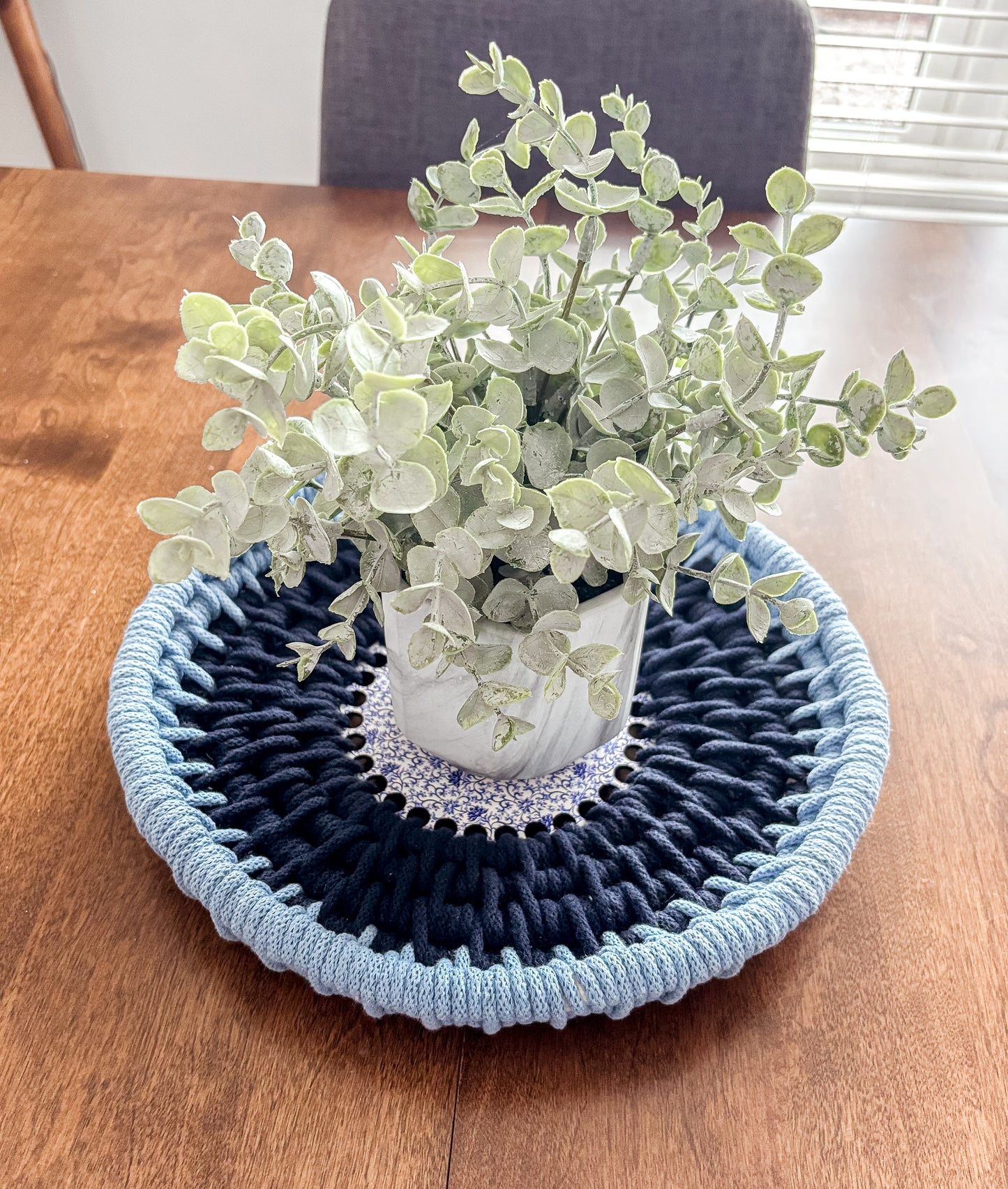 Blue and Navy Coiled Basket
