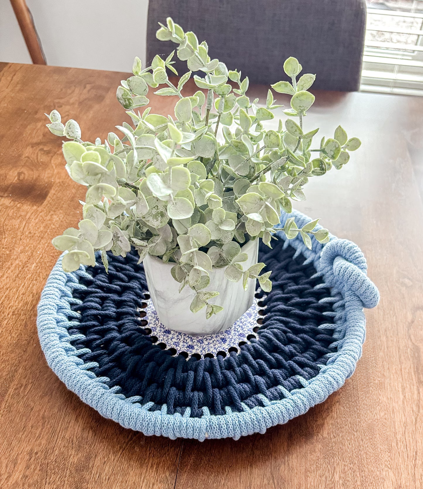 Blue and Navy Coiled Basket
