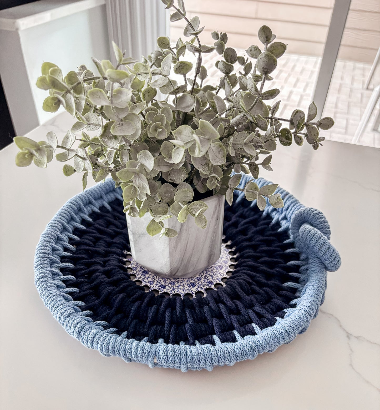 Blue and Navy Coiled Basket