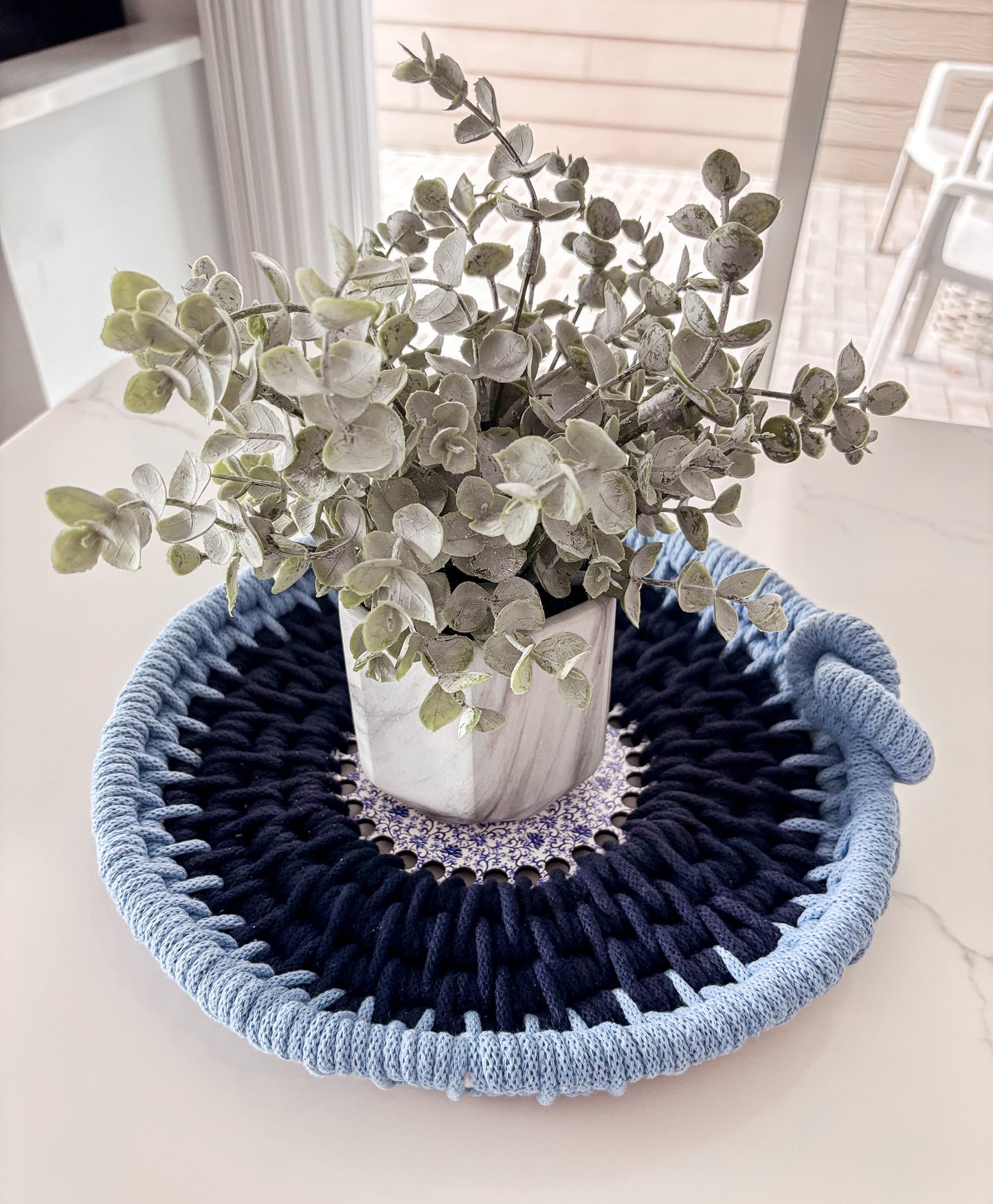 Blue and Navy Coiled Basket