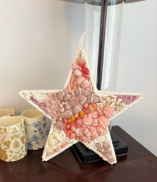 Handwoven star in peaches and creams