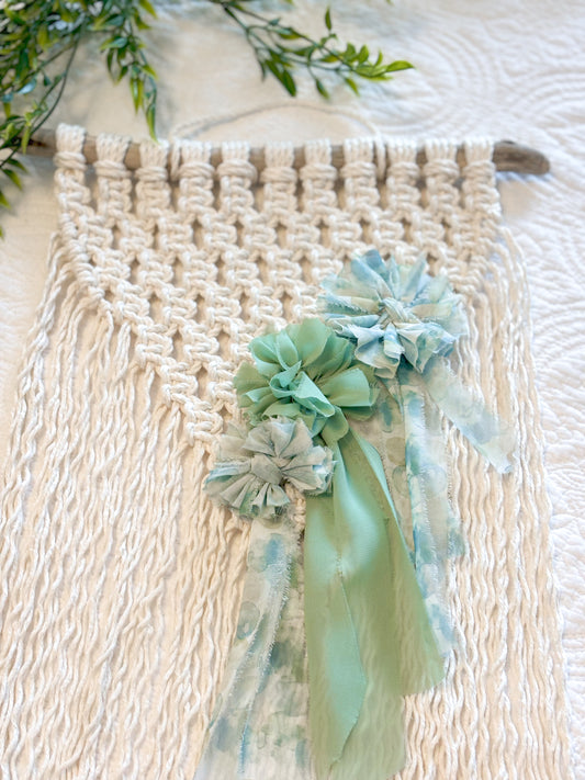 Green flower boho style macrame