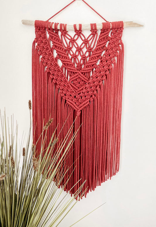 Red Macrame Wall Hanging